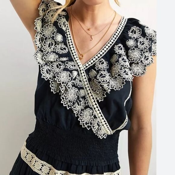Anthropologie Embroidered Lace Top - Picture 1 of 12